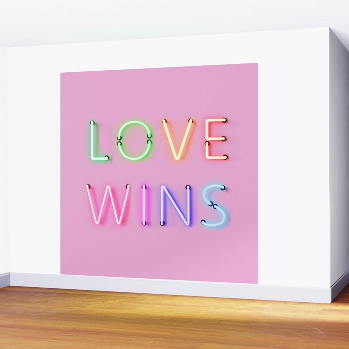 LOVE WINS - Rainbow Neon Wall Mural Gallery Image 2