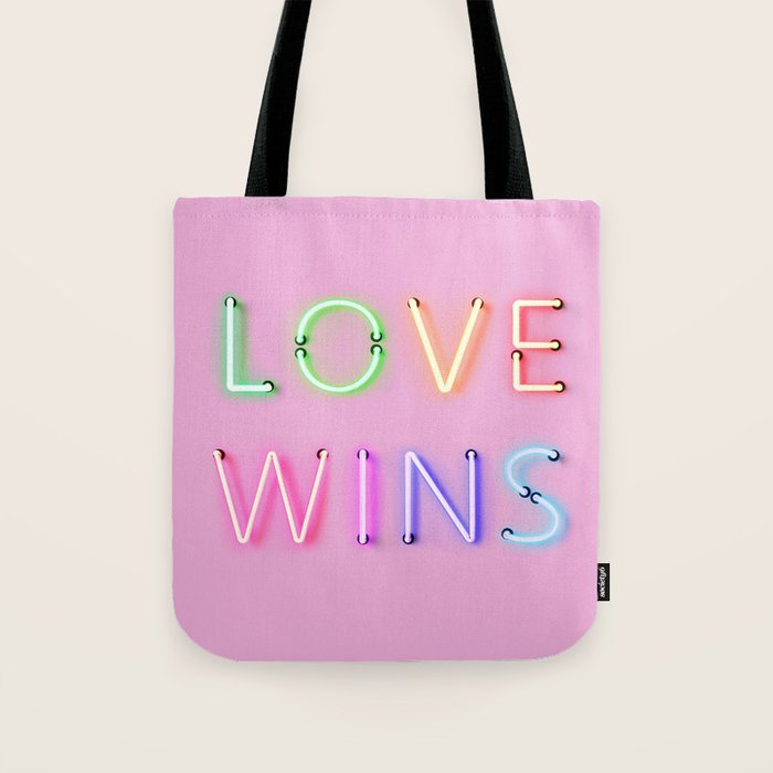 LOVE WINS - Rainbow Neon Tote Bag Gallery Image 1
