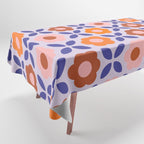 Retro Flower Pattern - orange periwinkle Tablecloth Gallery Image 1