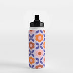 Retro Flower Pattern - orange periwinkle Water Bottle Gallery Image 2