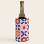 Retro Flower Pattern - orange periwinkle Wine Chiller Gallery Image 3
