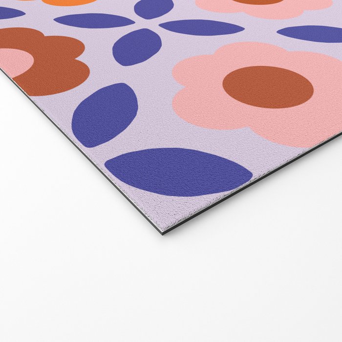 Retro Flower Pattern - orange periwinkle Welcome Mat Gallery Image 2