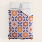 Retro Flower Pattern - orange periwinkle Comforter Gallery Image 6