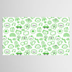 Green eco friendly children doodle pattern Tablecloth Gallery Image 2
