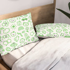 Green eco friendly children doodle pattern Pillow Sham Gallery Image 2