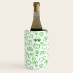 Green eco friendly children doodle pattern Wine Chiller Gallery Image 2
