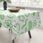 Green eco friendly children doodle pattern Tablecloth Gallery Image 3