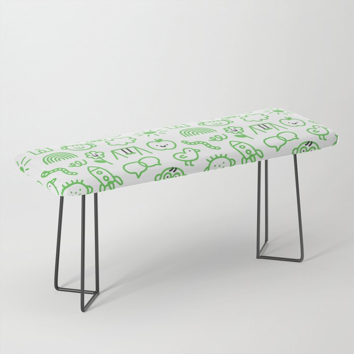 Green eco friendly children doodle pattern Bench Gallery Image 1