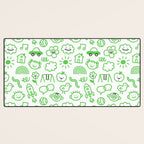 Green eco friendly children doodle pattern Desk Mat Gallery Image 3