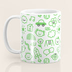Green eco friendly children doodle pattern Coffee Mug Gallery Image 3