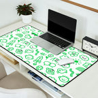 Green eco friendly children doodle pattern Desk Mat Gallery Image 2