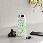 Green eco friendly children doodle pattern Water Bottle Gallery Image 4