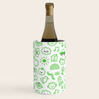 Green eco friendly children doodle pattern Wine Chiller Gallery Image 1