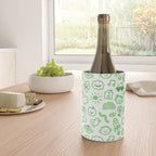 Green eco friendly children doodle pattern Wine Chiller Gallery Image 4