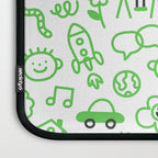 Green eco friendly children doodle pattern Laptop Sleeve Gallery Image 3