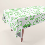 Green eco friendly children doodle pattern Tablecloth Gallery Image 1