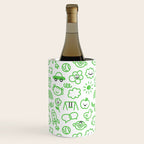 Green eco friendly children doodle pattern Wine Chiller Gallery Image 3
