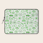 Green eco friendly children doodle pattern Laptop Sleeve Gallery Image 1