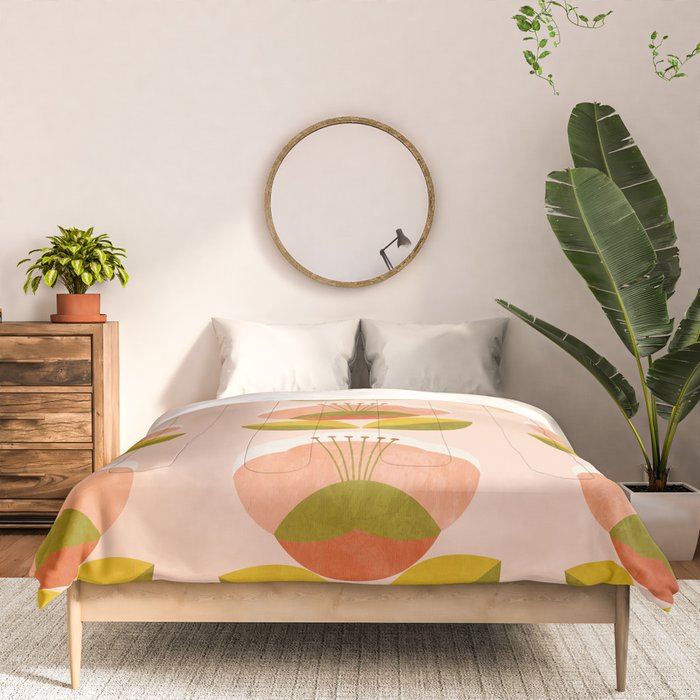 retro midcentury flower pink Comforter Gallery Image 3