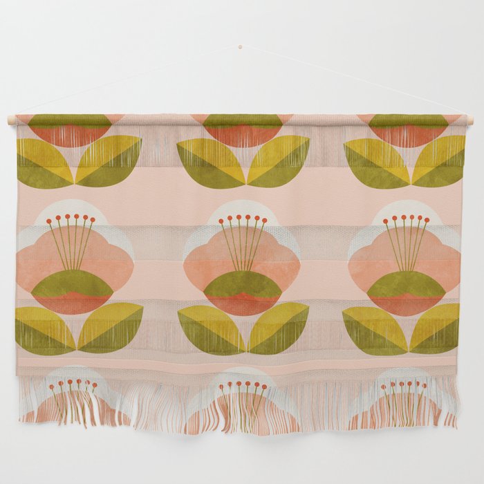 retro midcentury flower pink Wall Hanging Gallery Image 1