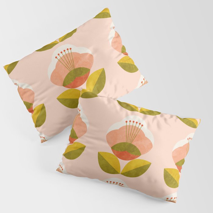 retro midcentury flower pink Pillow Sham Gallery Image 3