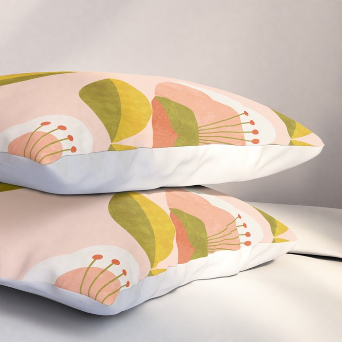 retro midcentury flower pink Pillow Sham Gallery Image 3