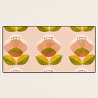 retro midcentury flower pink Desk Mat Gallery Image 3