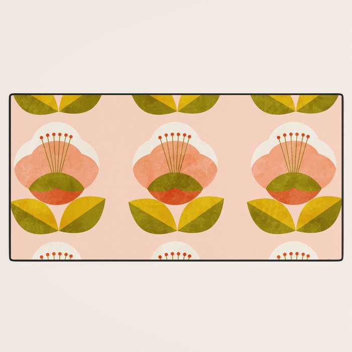 retro midcentury flower pink Desk Mat Gallery Image 3