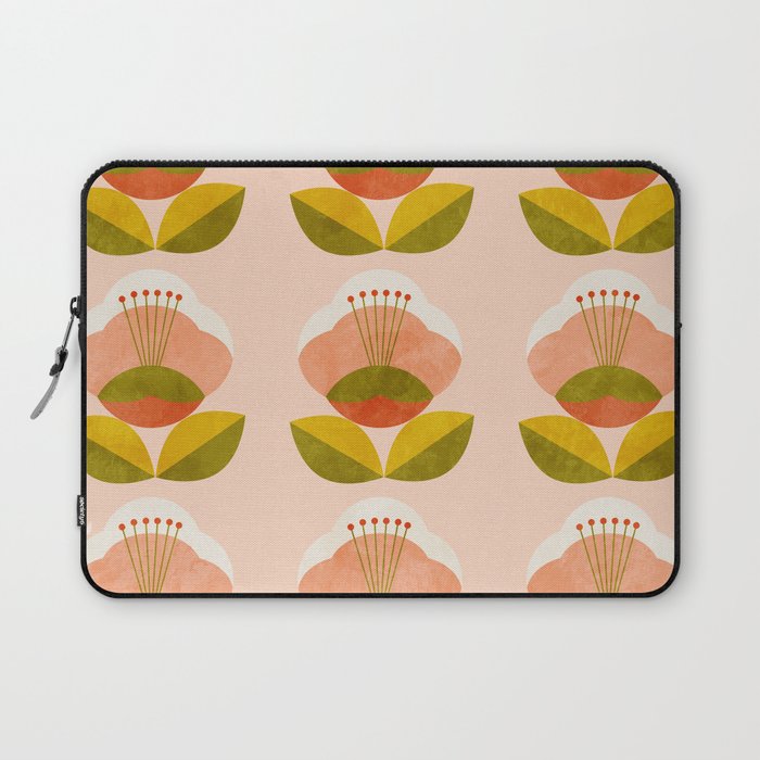 retro midcentury flower pink Laptop Sleeve Gallery Image 1