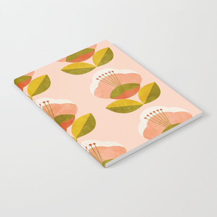 retro midcentury flower pink Notebook Gallery Image 1
