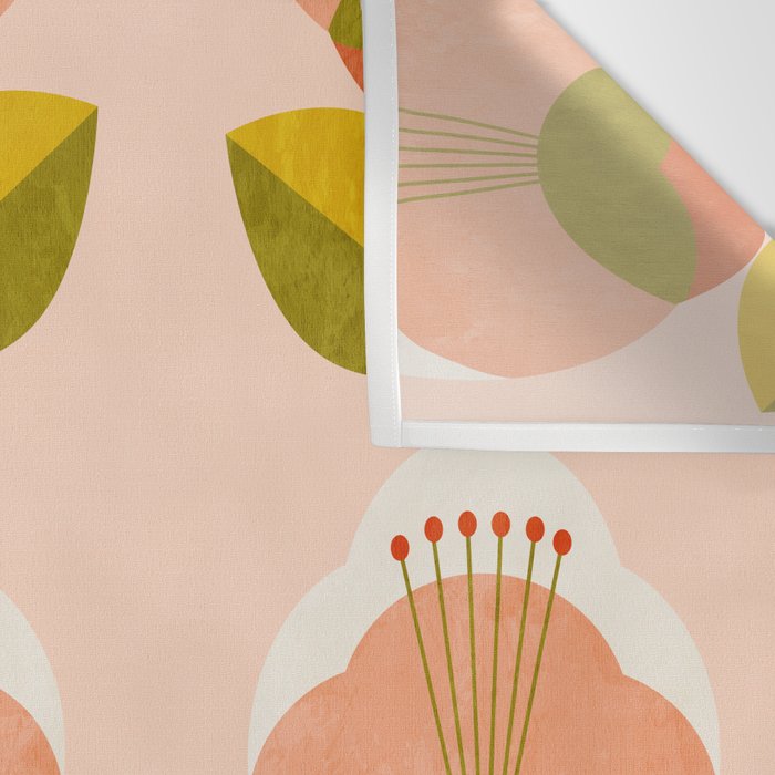 retro midcentury flower pink Wall Tapestry Gallery Image 3