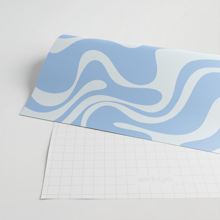 Retro Liquid Swirl Abstract Pattern in Powder Blue Wrapping Paper Gallery Image 2