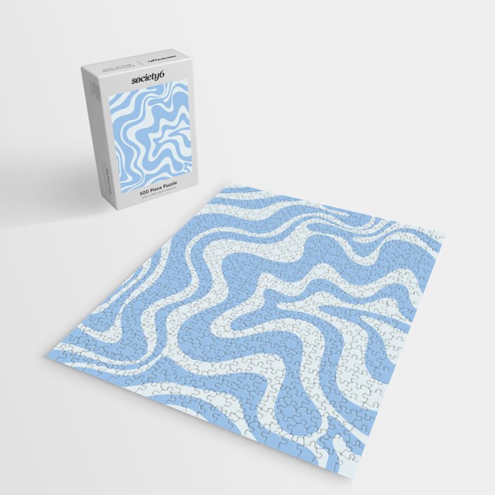 Retro Liquid Swirl Abstract Pattern in Powder Blue Jigsaw Puzzle Gallery Image 2