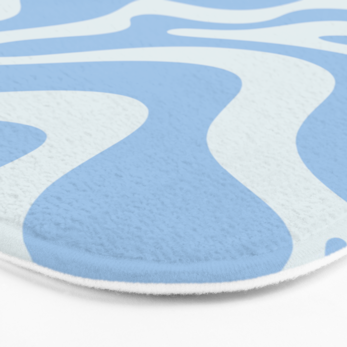 Retro Liquid Swirl Abstract Pattern in Powder Blue Bath Mat Gallery Image 3