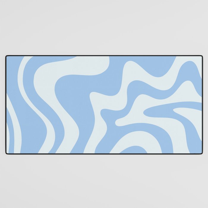 Retro Liquid Swirl Abstract Pattern in Powder Blue Desk Mat Gallery Image 3