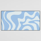 Retro Liquid Swirl Abstract Pattern in Powder Blue Desk Mat Gallery Image 3