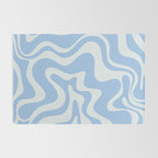 Retro Liquid Swirl Abstract Pattern in Powder Blue Rug Gallery Image 2