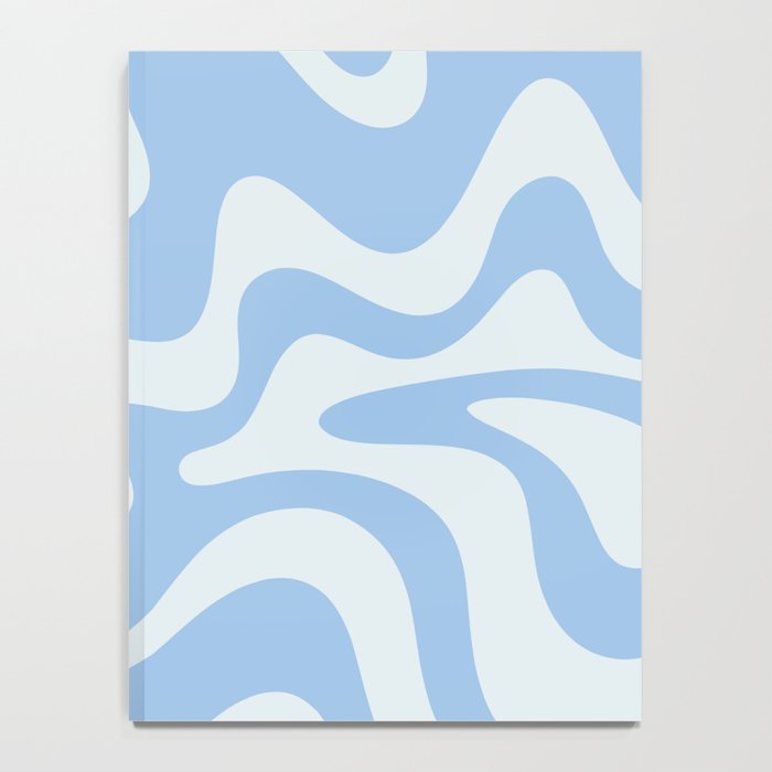 Retro Liquid Swirl Abstract Pattern in Powder Blue Notebook Gallery Image 4