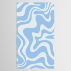Retro Liquid Swirl Abstract Pattern in Powder Blue Tablecloth Gallery Image 2