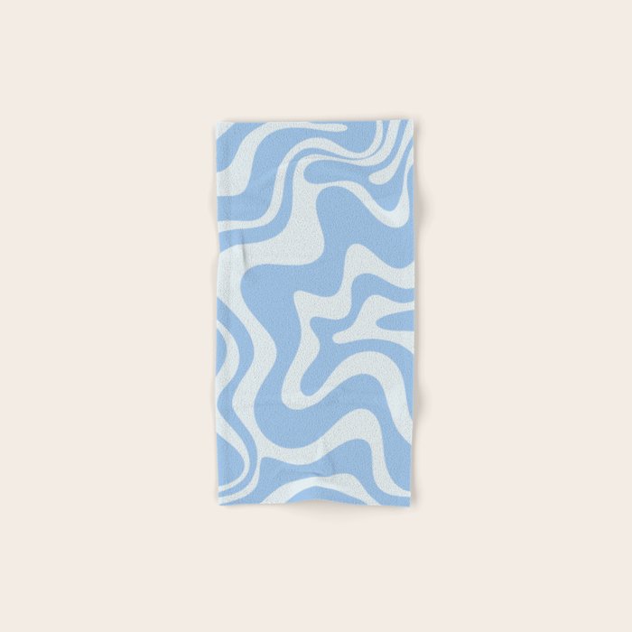 Retro Liquid Swirl Abstract Pattern in Powder Blue Bath Towel Gallery Image 1