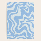 Retro Liquid Swirl Abstract Pattern in Powder Blue Poster Gallery Image 4