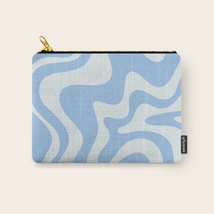 Retro Liquid Swirl Abstract Pattern in Powder Blue Carry All Pouch Gallery Image 1