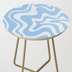 Retro Liquid Swirl Abstract Pattern in Powder Blue Side Table Gallery Image 2