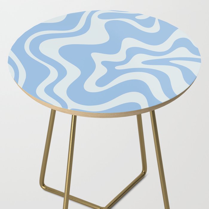 Retro Liquid Swirl Abstract Pattern in Powder Blue Side Table Gallery Image 2