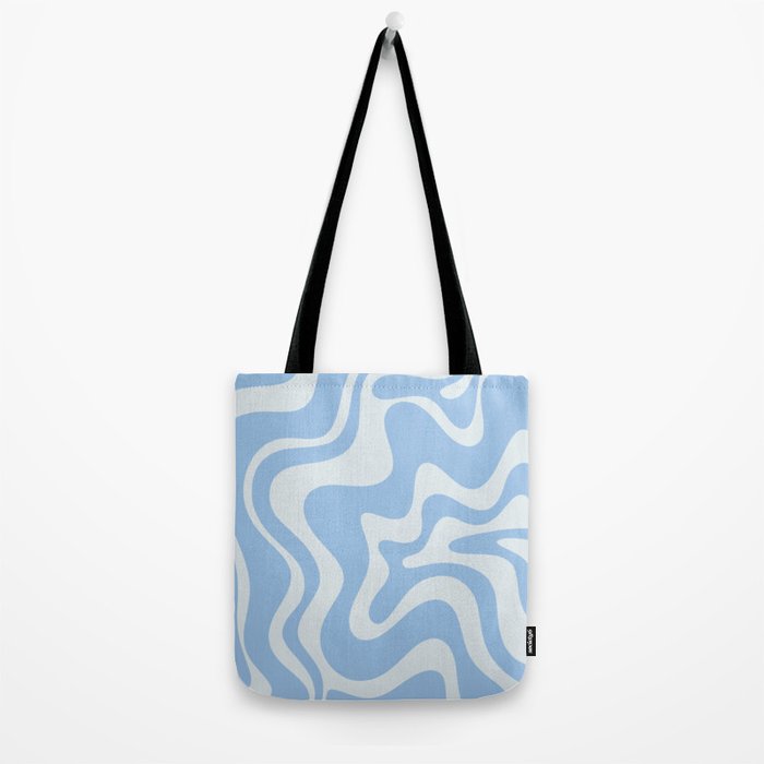Retro Liquid Swirl Abstract Pattern in Powder Blue Tote Bag Gallery Image 2