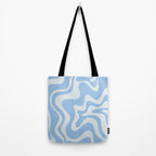 Retro Liquid Swirl Abstract Pattern in Powder Blue Tote Bag Gallery Image 2