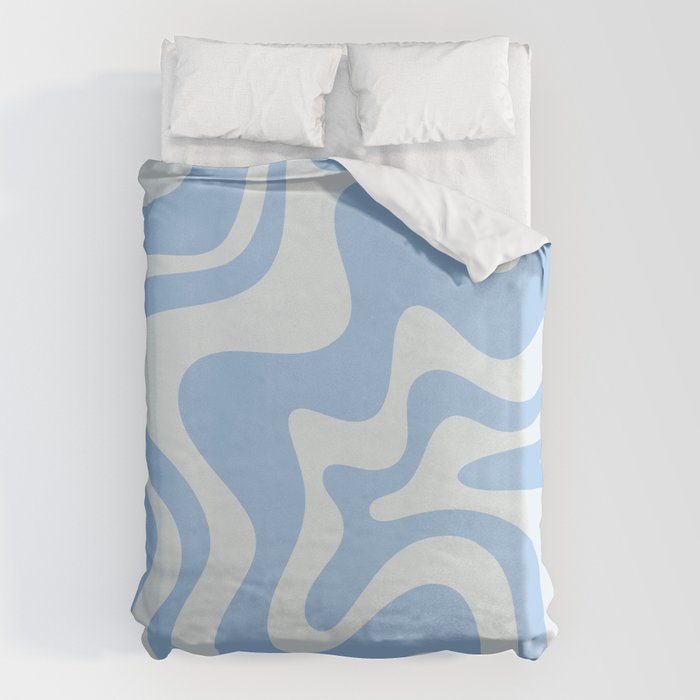 Retro Liquid Swirl Abstract Pattern in Powder Blue Duvet Cover Gallery Image 6