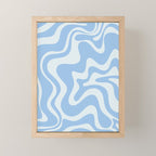 Retro Liquid Swirl Abstract Pattern in Powder Blue Mini Art Print Gallery Image 1