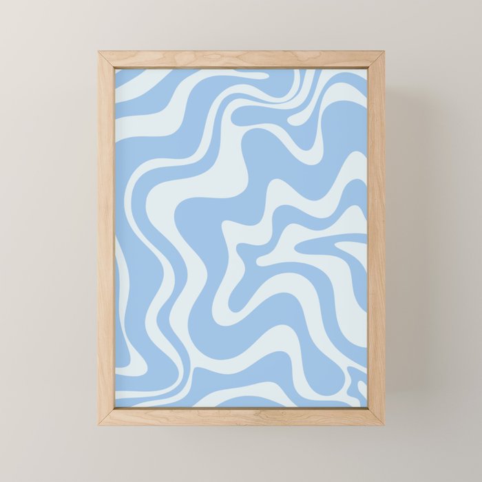 Retro Liquid Swirl Abstract Pattern in Powder Blue Mini Art Print Gallery Image 1