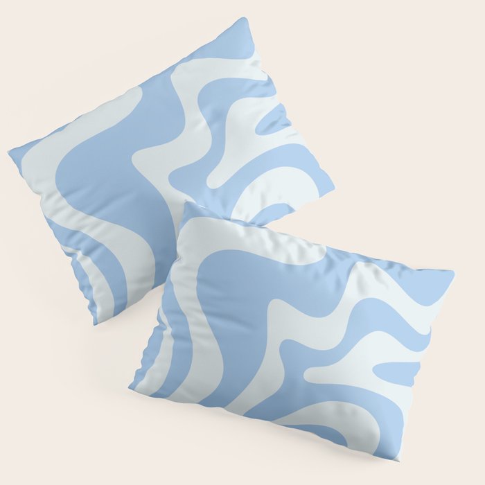 Retro Liquid Swirl Abstract Pattern in Powder Blue Pillow Sham Gallery Image 3